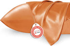Bedsure King Size Satin Pillowcase Set of 2 - Orange Silky Pillow Cases for Hair and Skin with Envelope Closure, Similar to Silk Pillow Cases, Gifts for Women Men, 20x36 Inches, 2pcs