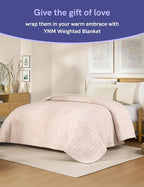 YnM King Size Linen Weighted Blanket for Adults (88x104 Inches, 15 Pounds, Palm Tree), Exclusive Smallest Compartments, Heavy Bed Blanket for Two Persons of 70~140lbs on Queen or King Bed