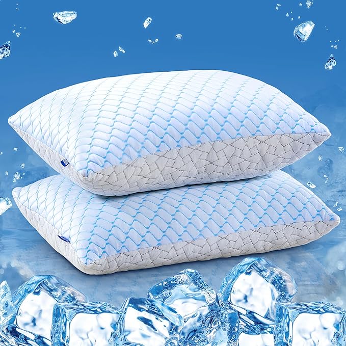 puredown® Pillows Standard Size Set of 2, Shredded Memory Foam Pillows, Cooling Pillow for Sleeping, Bed Pillows Standard Size with Adjustable Foam for Side, Back and Stomach Sleepers