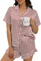 Silk Pajamas for Women Button Down 2 Piece Satin Pjs Shorts Set Ruffle Notch Collar Sleepwear Loungewear
