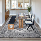 CRYPTOLITE Living Room Rug 7x10, Machine Washable Area Rug Non Slip Low Pile Rug for Living Room, Bedroom, Farmhouse, Dining Room, Grey