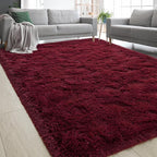 Burgundy Red Area Rugs Fluffy Rug for Bedroom Living Room, 4x6 Feet Indoor Shaggy Carpets, Plush Soft Rug for Kids Room, Cute Rugs for Girls Boys Playroom Nursery Room Home Decor
