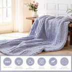 Chunky Knit Blanket - Luxury Soft Cozy 60 * 80 Throw Blanket,100% Woven Blanket Rope Knot Throw Blanket for Couch, Sofa, Home Decor, Gift - Machine Washable (Grey, 60 * 80)