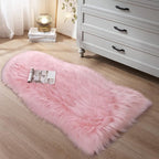 Small Faux Fur Rug, 2x4 ft Ultra Soft Sheepskin Rugs Chair Sofa Cover Seat Pad, Pink Fluffy Shag Rug for Bedroom Nursery Kids Room, Luxury Shaggy Rug Fuzzy Plush Floor Carpets, Cute Dorm Home Decor