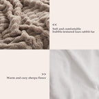 50x60 Inches Ultra-Soft Fuzzy Faux Fur Plush Throw Blanket - Thick, Warm Sherpa for Couch, Sofa, Bedroom, Camping - Decorative Blanket for Cozy Warmth, Bubble Brown