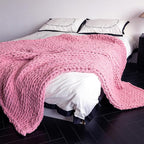 Chunky Knit Blanket - Luxury Soft Cozy 40 * 50 Throw Blanket,100% Woven Blanket Rope Knot Throw Blanket for Couch, Sofa, Home Decor, Gift - Machine Washable (Pink, 40 * 50)