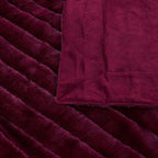 Striped Throw Blanket and Pillow Covers Set (No Inserts) for Couch and Bed, Plush Warm Lightweight Fuzzy Faux Fur Blanket for All Seasons (50" x 60", Burgundy)