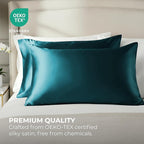 Satin Pillowcase 2 Pack - Queen Size (20"x30", Teal) - Silky Pillow Cases for Hair and Skin - Satin Pillow Covers with Envelope Closure - Extra Soft Premium Microfiber