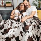 BEDELITE Cow Print Throw Blanket Twin Size for Couch & Bed, 300GSM Cute Plush Cozy Fuzzy Blanket 60x80 inches, Super Soft Warm Lightweight Throw Blanket for Travel Camping, Brown