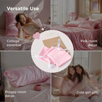 Bedsure Satin Pillowcase 2 Pack Similar to Silk Pillow Cases Standard Size, Pink Pillow Case Covers with Envelope Closure, Home Decor Valentine Gifts for Women Girls,20x26 Inches, 2pcs