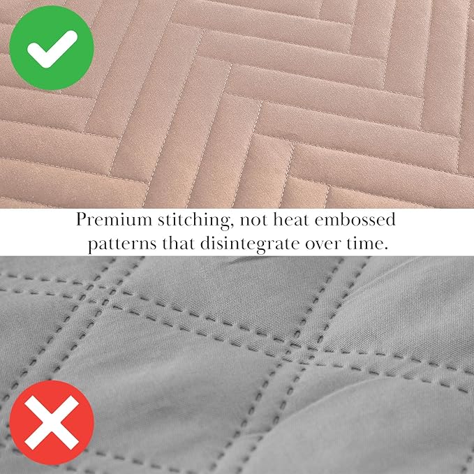 Southshore Fine Living, Inc. Oversized Quilt Bedding Set Lightweight, Prewash Fabric Soft Coverlet Bedspread 2-Piece with One Matching sham (68 in Wide x 98 in Long), Twin/Twin XL, Chevron Rose Dust