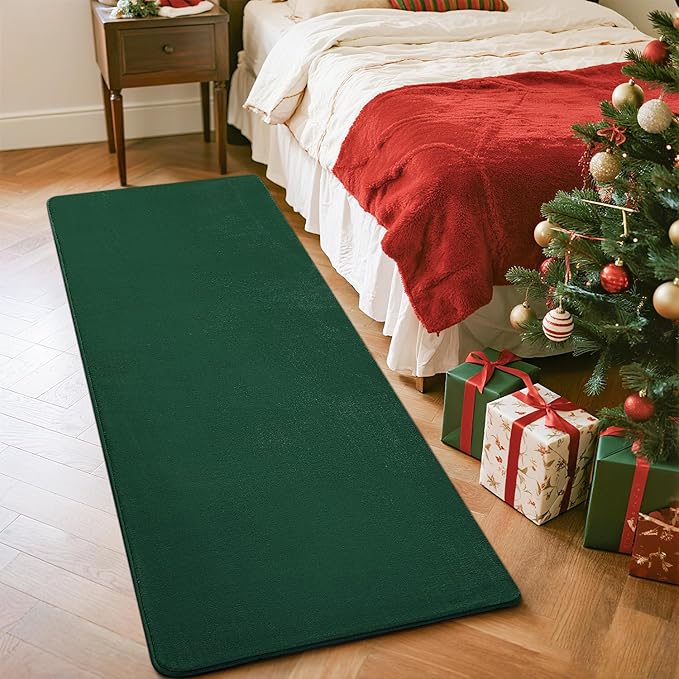 Przemy Washable Runner Rug for Bedroom Living Room, 2x6 Feet Green Memory Foam Hallway Rugs, Super Soft Modern Indoor Carpet for Bedside Kids Room Boys Girls Dorm Nursery Decor