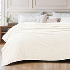 Exclusivo Mezcla Fleece Bed Blankets Queen Size, Ultra Soft, Lightweight and Fuzzy White Blanket for Women, Home Decor, 90x90 Inches