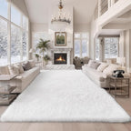 Shag White Rug 9x12 Area Rugs for Bedroom Living Room - Non Slip Ultra Soft Large Fluffy Fuzzy Shag Plush Shaggy Furry Rug for Dorm Kids Room Nursery Playroom, Home Office Big Modern Carpet