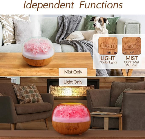 Aromatherapy Essential Oil Diffuser, 300ml Air Diffuser Humidifier with 7 LED Colors, Timer & Auto-Off for Home Bedroom Office (Pink)