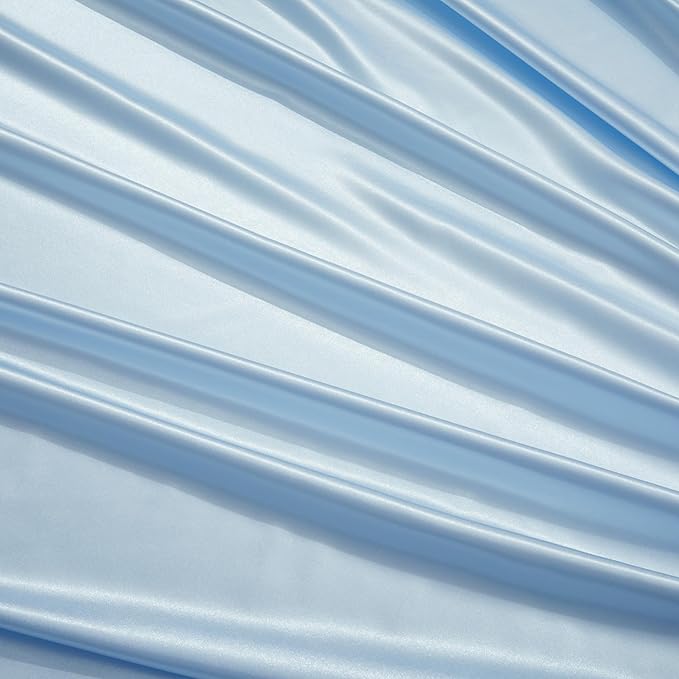 Light Blue Satin Pillowcases with Zipper （20x26）,Standard Size Pillowcases Set of 2, Light Blue Silk Pillowcase for Hair and Skin