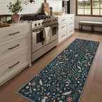 Lahome Insect Botanical 2x6 Washable Rug Runners for Hallways Non Slip, Black Bathroom Kitchen Runner Rugs Non Skid, Soft Non-Slip Entryway Indoor Carpet for Laundry Bedroom