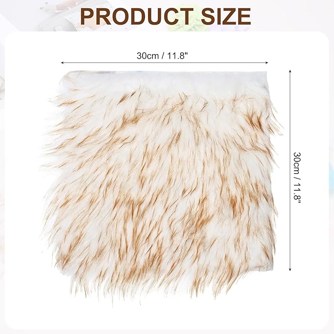 PATIKIL 12" Locker Rug, Small Area Rug Mini Faux Fur Rugs Small Locker Carpet Soft Fluffy Tiny Photography Props Square for Nail Photo Tabletop Background Picture Decoration, Beige