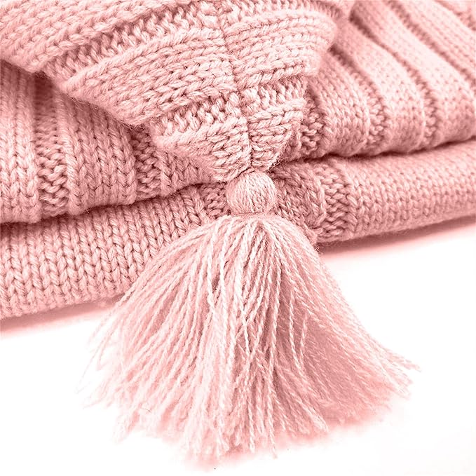 XMWEALTHY Swaddle Blankets for Newborn Baby Wrap Warm Knit Sleeping Bag Stroller Receiving Blankets Baby Girls Boys Dusty Rose 0-6 Month