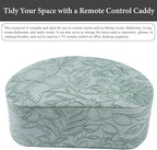 QIELIZI Remote Control Holder, PU Leather Remote Caddy Desktop Organizer with 5 Spacious Compartments for TV Remotes/Media Controllers/Office Supplies (1-Carved Green