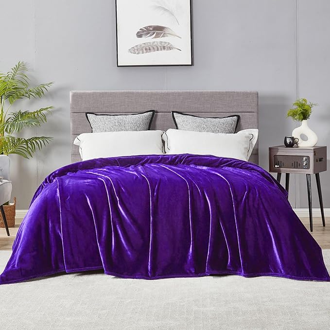 DREAMNINE Extra Large Soft Comfy Fluffy Fleece Bed Blanket Full Size 80" x 90", Luxury Huge Decorative Fuzzy Blanket for Bedroom, Big Cozy Shaggy Warm Flannel Blankets for Winter Autumn Pet, Purple