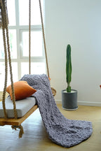 clootess Chunky Knit Blanket Chenille Throw - Warm Soft Cozy for Sofa Bed Boho Home Decor (Dark Grey 40x60 in)