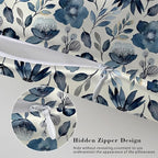 Imitation Silk Pillow Case for Hair and Skin Watercolor Blue Floral Leaves Queen Size 1 Pack Satin Pillow Cases with Zipper Super Soft Pillow Cover for Women Bed Sleeping, 20x30 Inches
