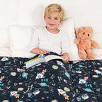 Kivik Cooling Weighted Blanket 7 Pounds, Breathable Weighted Blankets, Ultra Soft Heavy Throw for Relaxing & Sleeping, Machine Washable, 41 x 60 Inches, Universe Printing, Black