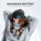 Sleep Headphones - Sleep Mask with Bluetooth Headphones (Black), Washable Bluetooth Sleep Mask, Built-in Speaker and Microphone, Side Sleeping, Meditation & Travel