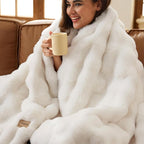 Bedsure GentleSoft Faux Fur Throw XL Blanket, Fluffy Fuzzy Large Throw Blanket for Bed, Soft Cozy Spring Bedding Minky Velvet Couch Cover, Thick Warm Plush Women Men Birthday Gifts, Cream