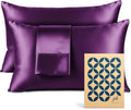 Pure Bedding Satin Pillowcase 2 Pack - King Size (20"x40", Purple) - Silky Pillow Cases for Hair and Skin - Satin Pillow Covers with Envelope Closure - Extra Soft Premium Microfiber