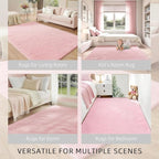 Shag Pink Rug, Rugs for Bedroom Girls Kids Room, 4x6 Ultra Soft Fluffy Area Rugs for Drom, Kids Room, Nursery, Study, Playroom, Easy Clean, Indoor Carpet for Living Room, Modern Carpet Décor