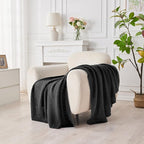 Douceur Black Throw Blanket for Bed, Soft Chunky Cable Knit Throw Blanket, Classic Fisherman's Rib Stitch Pattern Throw for Living Room Gift, 60"X80"