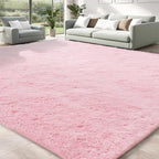 Shag Pink Rug 9x12 Area Rugs for Bedroom Living Room - Non Slip Ultra Soft Large Fluffy Fuzzy Shag Plush Shaggy Furry Rug for Dorm Kids Room Nursery Playroom, Home Office Big Modern Carpet