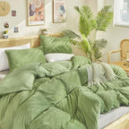 Cottonight Sage Velvet Comforter Set Full Light Green Fluffy Flannel Bedding Set Winter Plush Blanket Quilts Soft Thick Warm Grass Green Comforter Set for Women Men Full Bed
