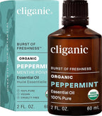 Cliganic Organic Peppermint Essential Oil - 100% Pure Natural for Aromatherapy Diffuser | Non-GMO Verified