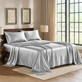 Satin Sheets Full [4-Piece, Grey] Hotel Luxury Silky Bed Sheets - Extra Soft 1800 Microfiber Sheet Set, Wrinkle, Fade, Stain Resistant - Deep Pocket Fitted Sheet, Flat Sheet, Pillow Cases