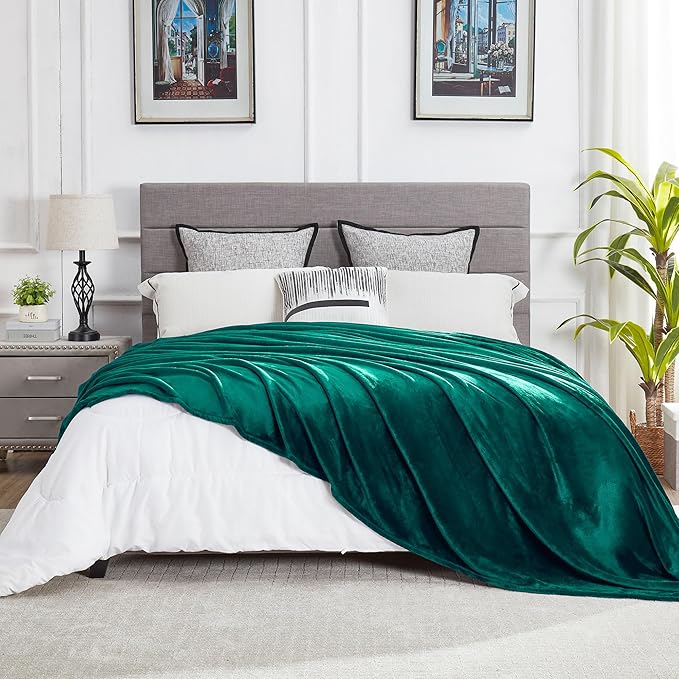 DREAMNINE Extra Large Soft Comfy Fluffy Fleece Bed Blanket King Size 90" x 108",Luxury Decorative Fuzzy Blanket for Women Girl,Big Cozy Shaggy Warm Flannel Blankets for Winter Autumn Pets,Forest Green