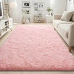 ISEAU 4x6 Area Rug for Living Room, Pink Rugs for Bedroom, Dorm, College, Apartment, Soft Shaggy Carpets, Machine Washable Mats, Under Bed, On Nursery Floors Mat, Boys, Girls Room Carpet Decor
