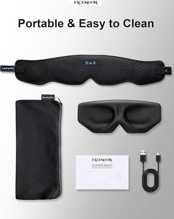 Bluetooth Sleep Mask Headphones: 100% Blackout Eye Mask with Detachable Washable 3D Contoured Liner - Zero Eye Pressure, No Lash Crush, Adjustable Speakers, Bluetooth 5.4, Gift for Relief & Travel