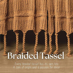 Boho Knitted Chenille Blanket with Tassels - Lightweight & Soft All-Season Throw - 3D Classic Pattern for Living Room Bedroom Couch, Amber Brown, Twin 60"x80"