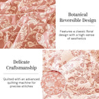 BLOOMHAVEN Quilt Set Queen Size, Clay Pink Floral Quilt Sets, Reversible Bedspread Lightweight and Breathable for All Seasons, Soft Quilted Bedspread with 2 Pillow Shams
