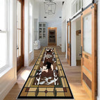 Cowprint Western Runner Rug,4x12ft,Bohemian Moroccan Geometric Runner Rug,Rustic Cabin Decor Southwest Rugs,Soft Non-Slip Long Hallway Rugs, for Bedroom Kitchen Laundry Entryway Floor Mat