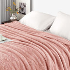 Exclusivo Mezcla Fleece Bed Blankets Queen Size, Ultra Soft, Lightweight and Fuzzy Dusty Pink Blanket for Women, Home Decor, 90x90 Inches