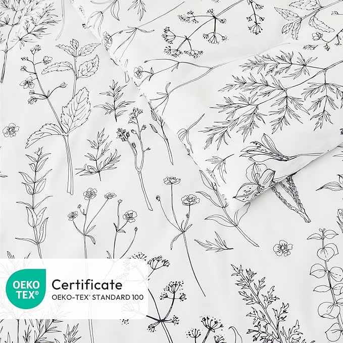 Love's cabin White Full Size Comforter Set - Comforter Set Full, 3 Pieces Cute Floral Bedding Sets for All Seasons,1 Soft Reversible Botanical Flowers Comforter and 2 Pillow Shams