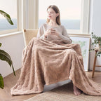 NEWCOSPLAY Super Soft Twin Blanket Taupe Premium Silky Flannel Fleece 3D Checkered Lightweight Bed Blanket All Season Use (Taupe Checkered, Twin(60"x80"))