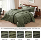 WRENSONGE Double Twin XL Comforter Set - 4 Pieces Prewashed Olive Green Bedding Set for All Seasons Soft Lightweight 2 Comforters (55" x 90") with 2 Pillow Shams