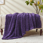 NEWCOSPLAY Super Soft Throw Blanket Purple Premium Silky Flannel Fleece 3D Heart Checkered Lightweight Bed Blanket All Season Use (Purple Heart, Throw(50"x70"))