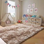 ONASAR 8x10 Area Rugs for Living Room, Tie-Dyed Beige Large Fluffy Bedroom Rug, Soft Plush Thick Shaggy Big Floor Carpet for Kids Boy Girls Teen Dorm Nursery Indoor Home Decor Aesthetic