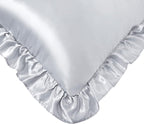 Silky Satin Ruffled Pillow Cases for Hair and Skin,Light Gray Silk Pillowcases Standard Set of 2 with Envelope Closure Princess Room Decoration